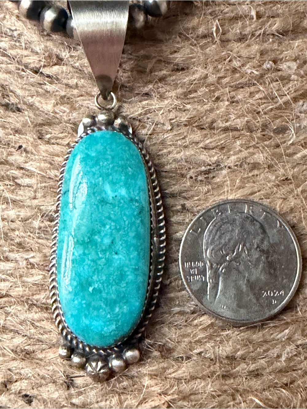 Sterling Silver Royston Turquoise Pendant Necklace - Green Stone - Picture 6 of 8